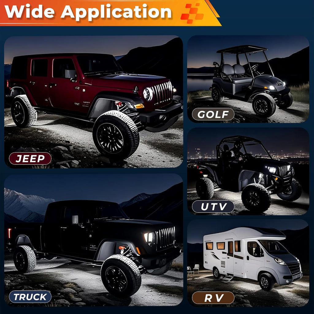 40 Pods Pure White LED Rock Lights Kit with Switch Wiring Harness,6500K 1080 LEDs Bright Rock Lights for Trucks,Waterproof Underglow Light for Car Jeep Off Road ATV UTV SUV