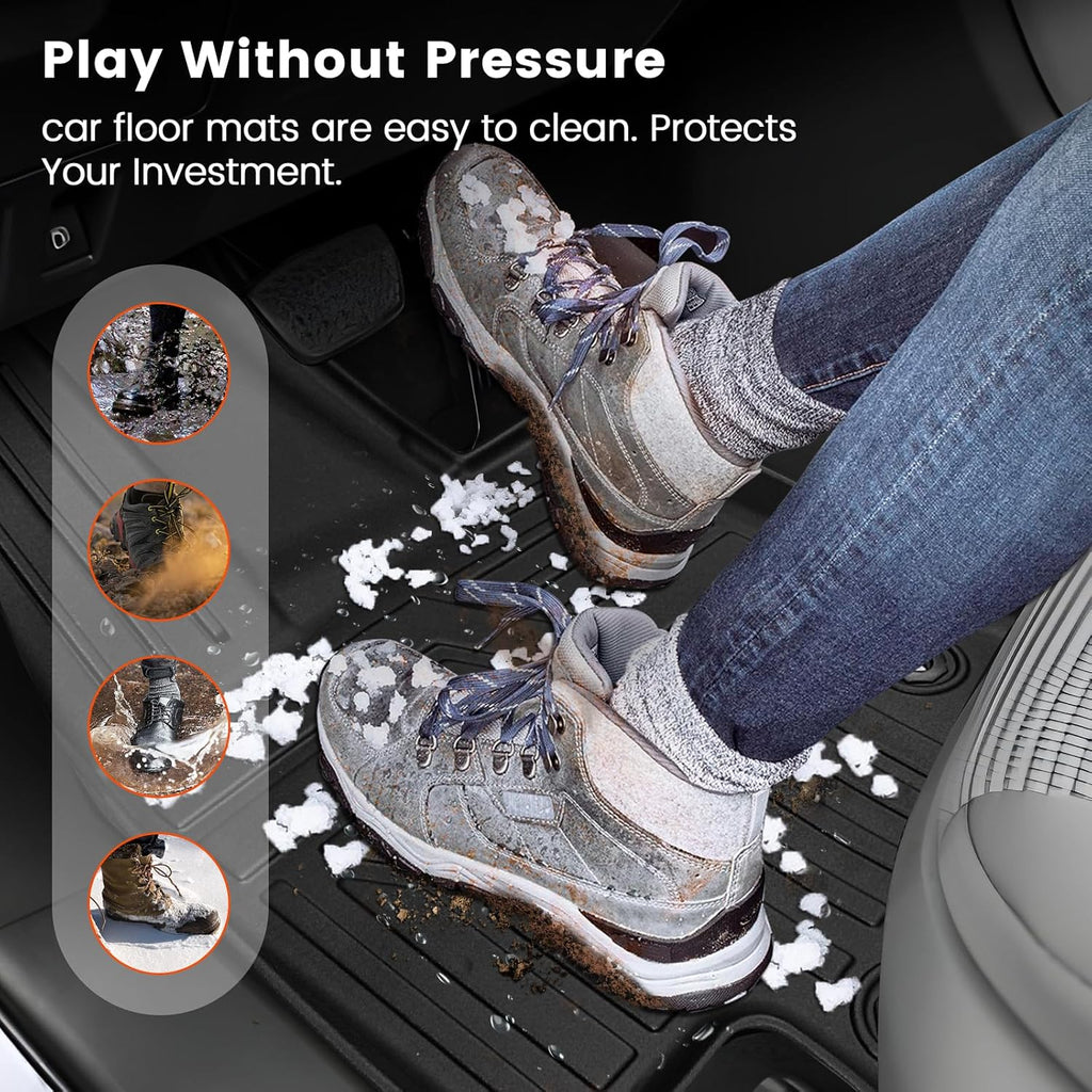 KMF Custom Fit Floor Mats for KIA K4 2025 Accessories, K4 Car Mat All Weather TPE Waterproof Car Floor Liners - Front & Rear 2 Row, LX, LXS, EX, and GT-line Turbo Anti-Slip Deep Grooves Car Mats