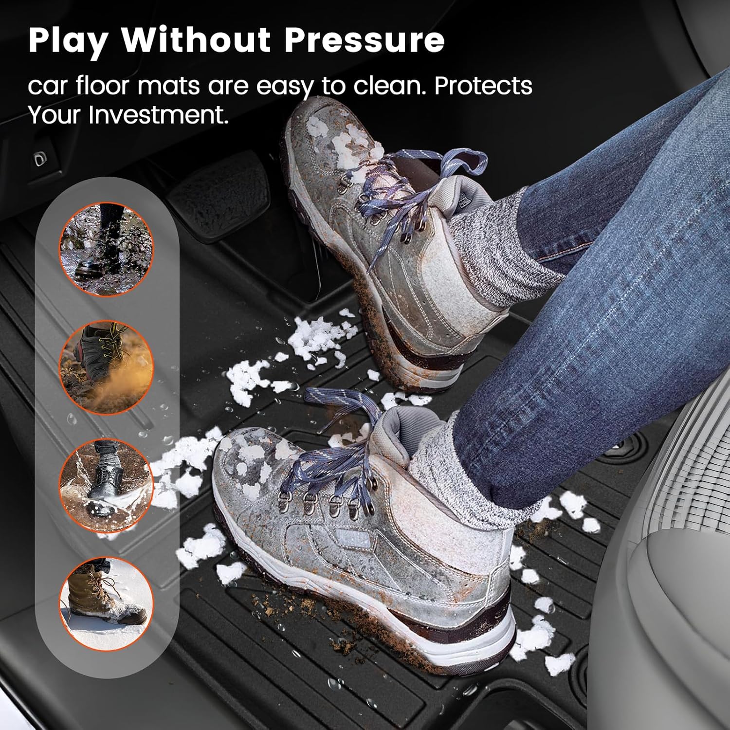 KMF Custom Fit Floor Mats for Toyota 4Runner 2025 (NOT for Hybrid) Accessories, 5 Seats All Weather TPE Waterproof Car Floor Liners - Front & Rear 2 Row, Anti-Slip Deep Grooves 4Runner Car Mats