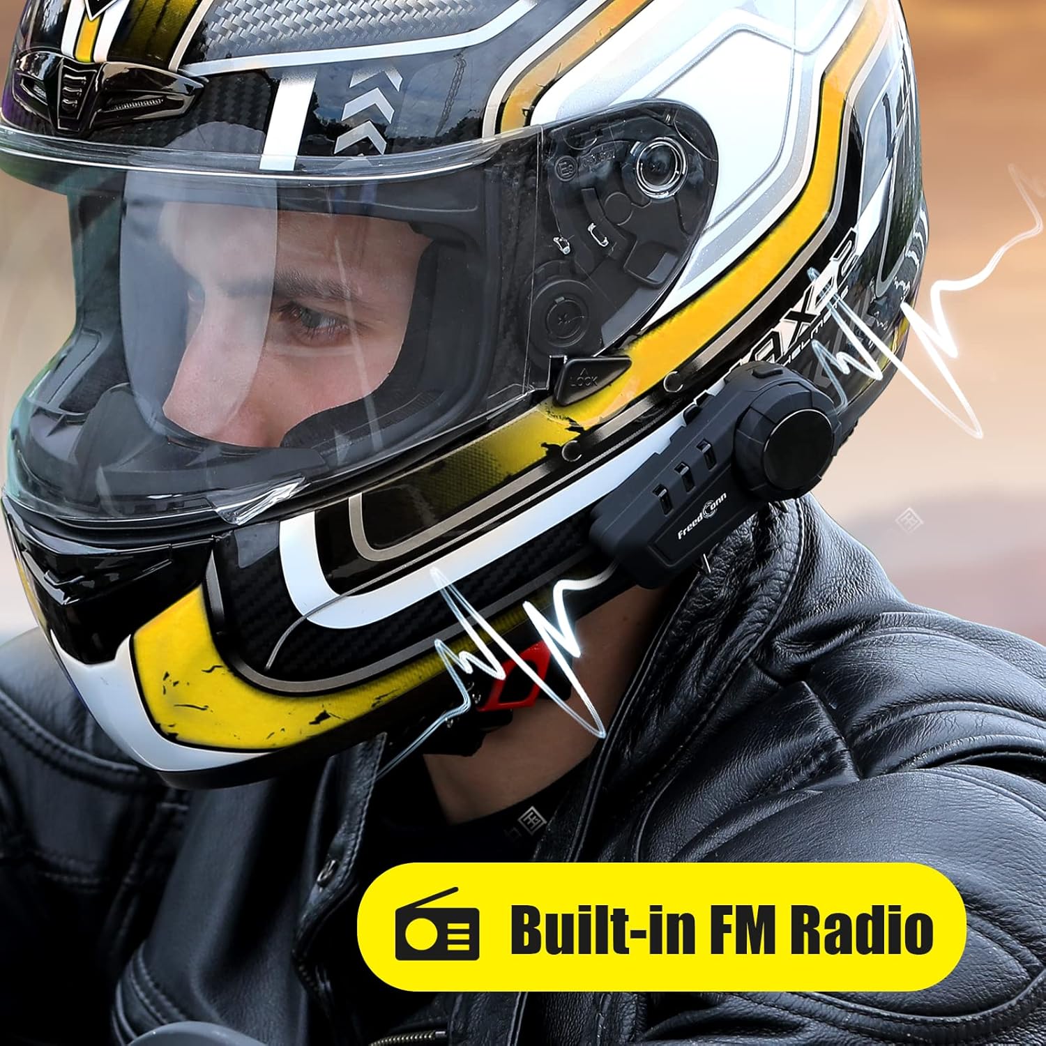 FreedConn KY PRO Motorcycle Helmet Bluetooth Headset, Motorcycle Communication Systems with CVC Noise Cancellation, Stereo Music, 6 Riders 0.75mi/1200m intercom, Dual Device Connection, IP65, 1 Pack