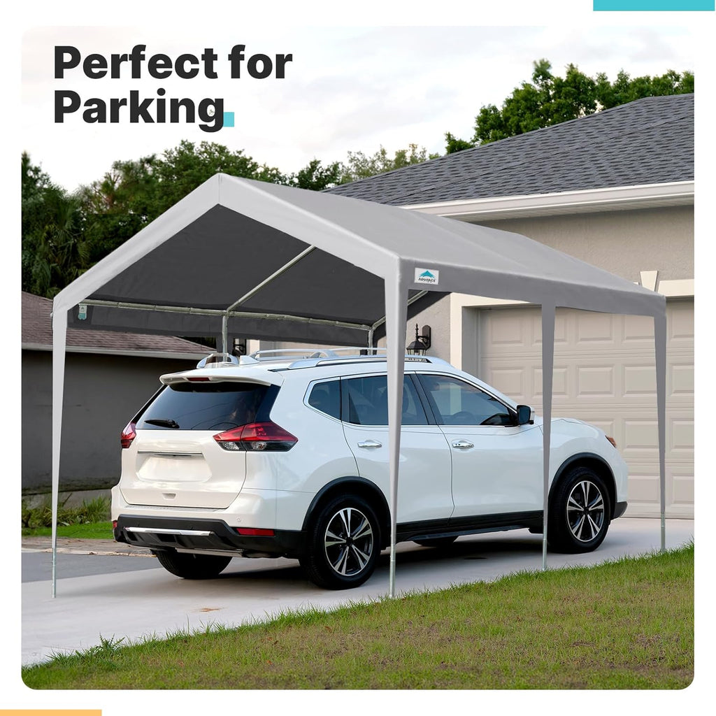 ADVANCE OUTDOOR Adjustable 10x20 ft Heavy Duty Carport Car Canopy Garage Boat Shelter Party Tent, Adjustable Height from 9.5 ft to 11 ft, Gray