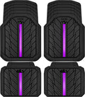 CAR PASS Metal Medium Rubber Floor Mats for Car Heavy Duty Car Mats All Weather, Universal Trim to Fit for Truck SUV Vehicle Automotive Floor Mats, Waterproof Car Mats 4 Piece Black Purple