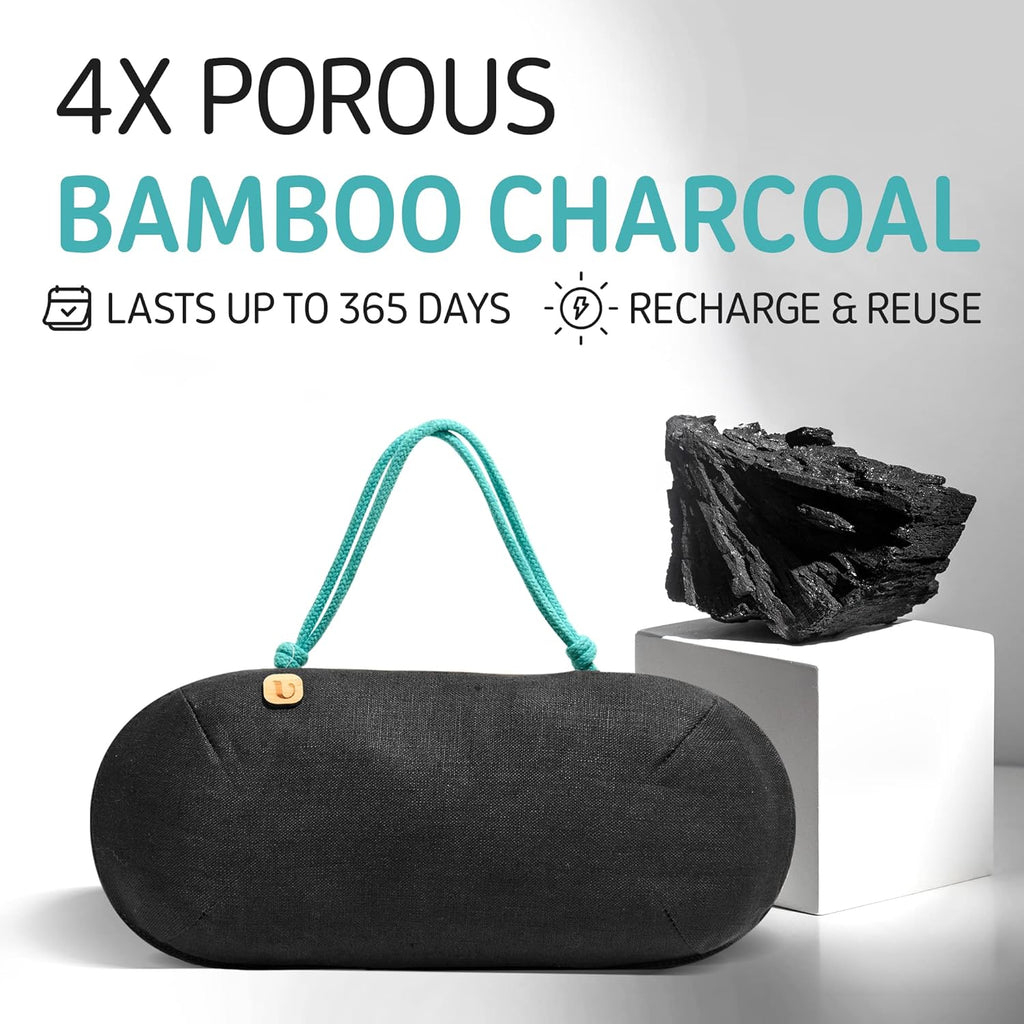 Car Air Freshener - Lasts 365+ Days No Chemicals 100% Activated Bamboo Charcoal Fragrance-Free Deodorizer, Natural Auto Odor Eliminator, Purifier, Neutralizer, Absorb Smoke Smell