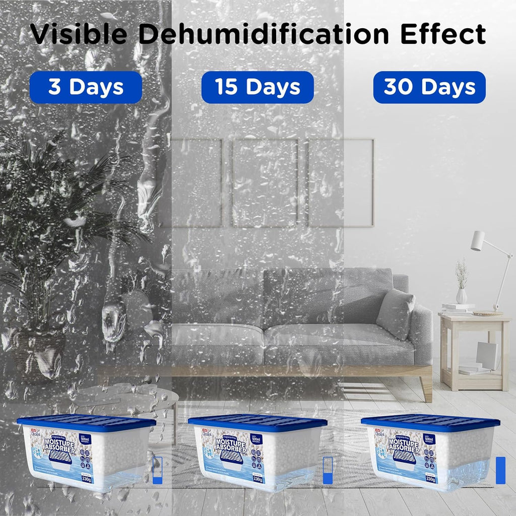 W&E Choice Moisture Absorbers, Portable Humidity Absorber Boxes for Your Bathroom, Closet & Car, Dehumidifier with Fragrance Free, 6 Pack