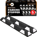 Xpose Safety 48" Heavy Duty Rubber Parking Stopper – 6 Pack Wheel Blocks for Garage, Driveway, or Ramp – Car Bumper Stop with White Reflective Strips – Removable Floor Mount