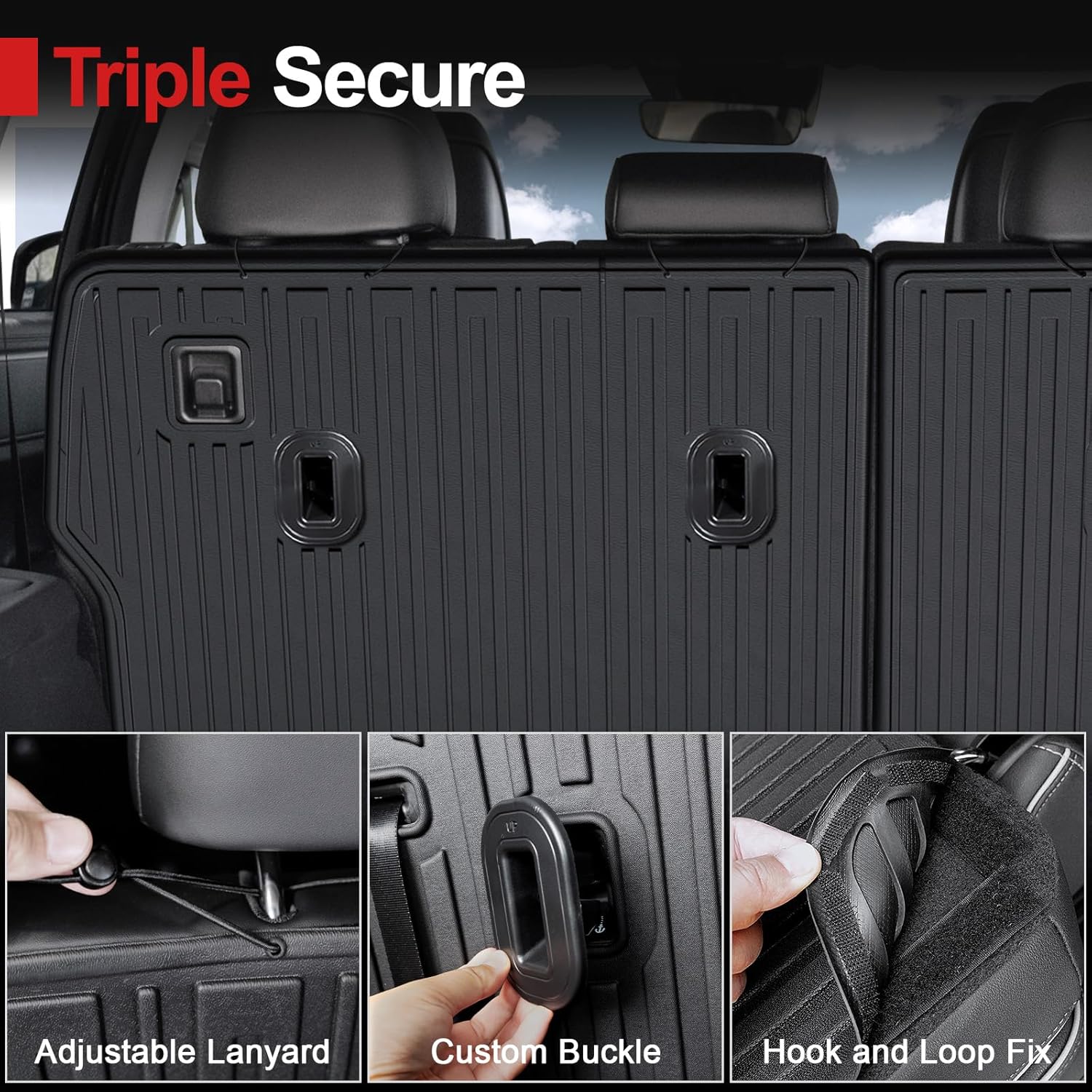 2nd Row Backrest Mat for 2024 2025 Hyundai Santa FE, All Weather TPE Seat Back Covers Durable Kick Mats for 2025 Hyundai Santa Fe Accessories (Fit Hybrid and Fuel)
