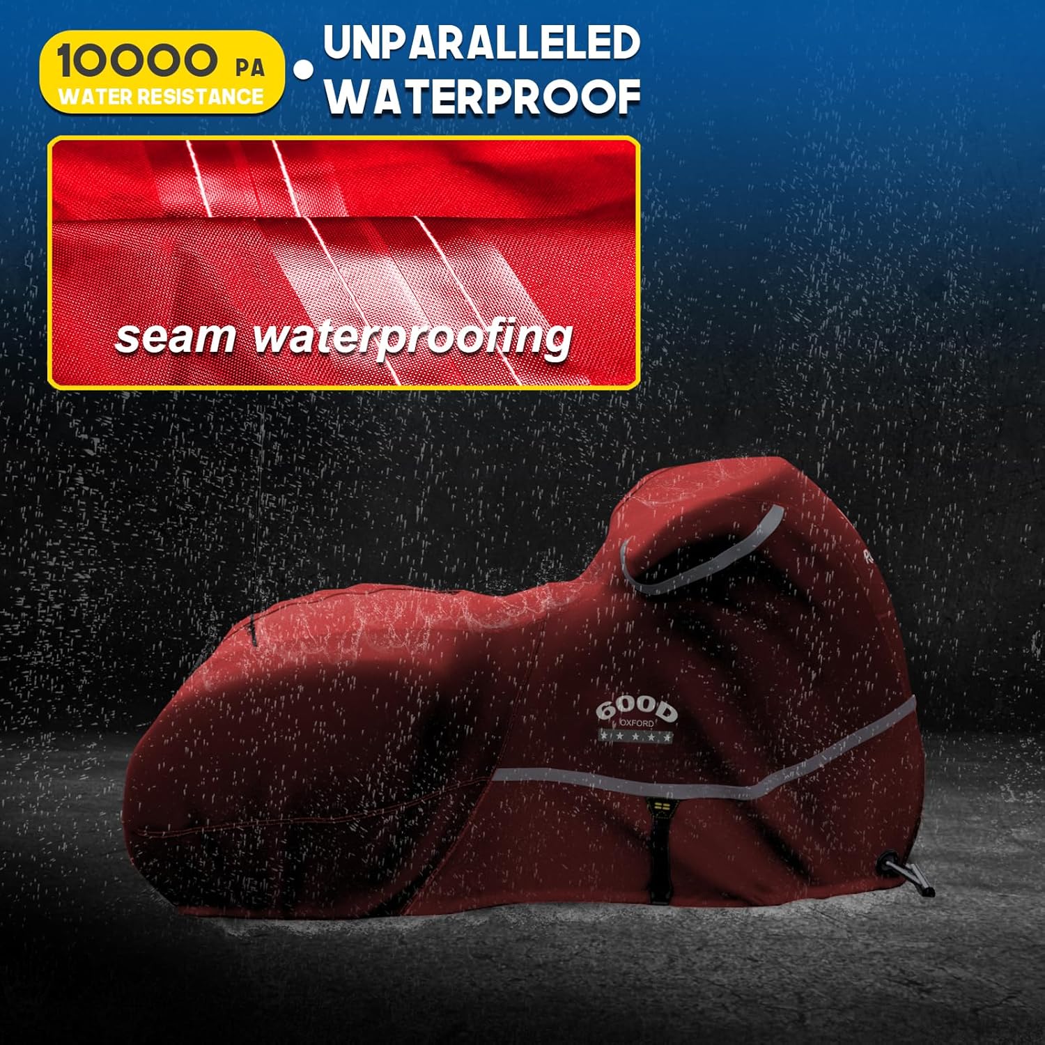 Rosefray Motorcycle Cover with Side Box Heavy Duty 600D Waterproof for Touring Models Harley Davidson Road King,Road Glide,Street Glide, Electra Glide,Low Rider-ST Indoor & Outdoor Storage Red
