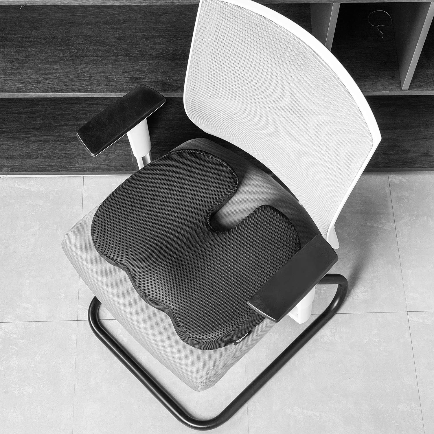 Amazon Basics Comfortable Seat Cushion for Office Chairs, Enhanced Memory Foam, Black