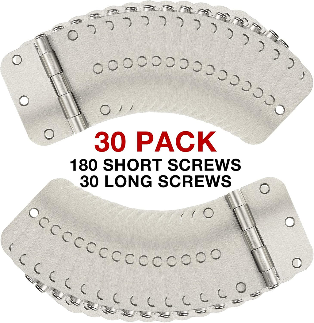 30 Pack Rounded Satin Door Hinges Brushed Nickel 3.5 Inch Interior 3 1/2 Inch 5/8" Radius Corners Iron Bifold Silver Residential Bed Room Hinge for Doors Hardware Controls House Decor Accessories