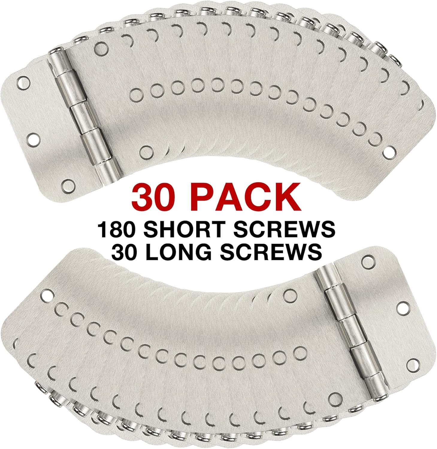 30 Pack Rounded Satin Door Hinges Brushed Nickel 3.5 Inch Interior 3 1/2 Inch 5/8" Radius Corners Iron Bifold Silver Residential Bed Room Hinge for Doors Hardware Controls House Decor Accessories
