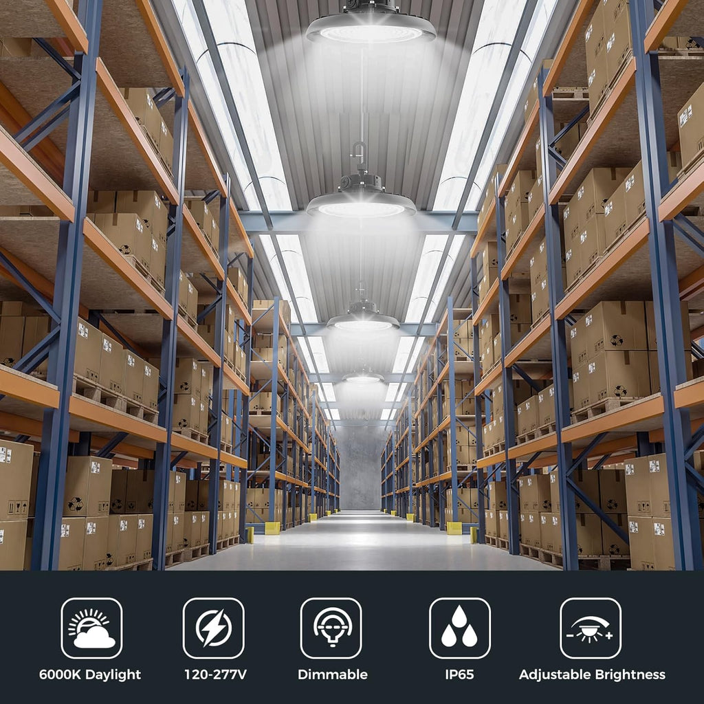 High Bay Lights LED UFO Light 240W LED Shop Lights 6000K IP65 Commercial Bay Lighting Fixture 43200 LM Super Bright, 5ft Cable Plug & Play for Warehouse Factory Garage Workshop Barn 1 Pack