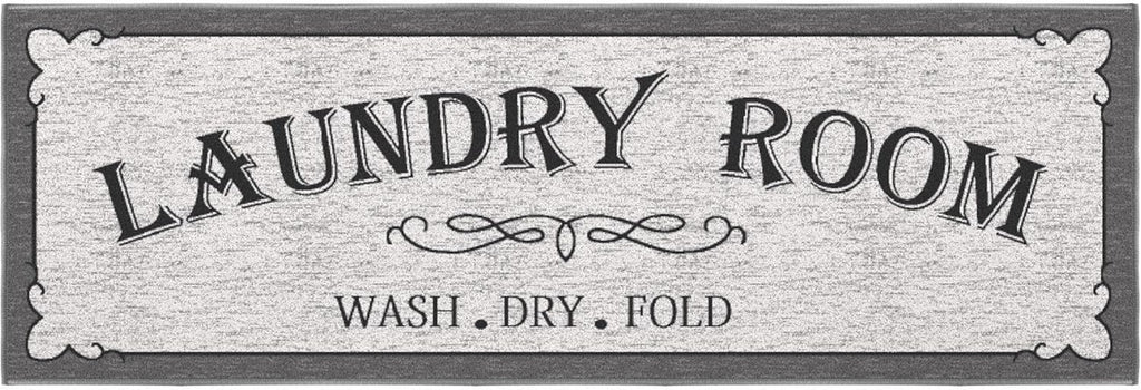 Ottomanson 20" x 59" Laundry Room Rug - Non-Slip Mat for Laundry & Mudroom - Durable, Stain-Resistant, and Easy to Clean - Perfect for High-Traffic Areas - Runner Rug for Entryway Bathroom, Gray