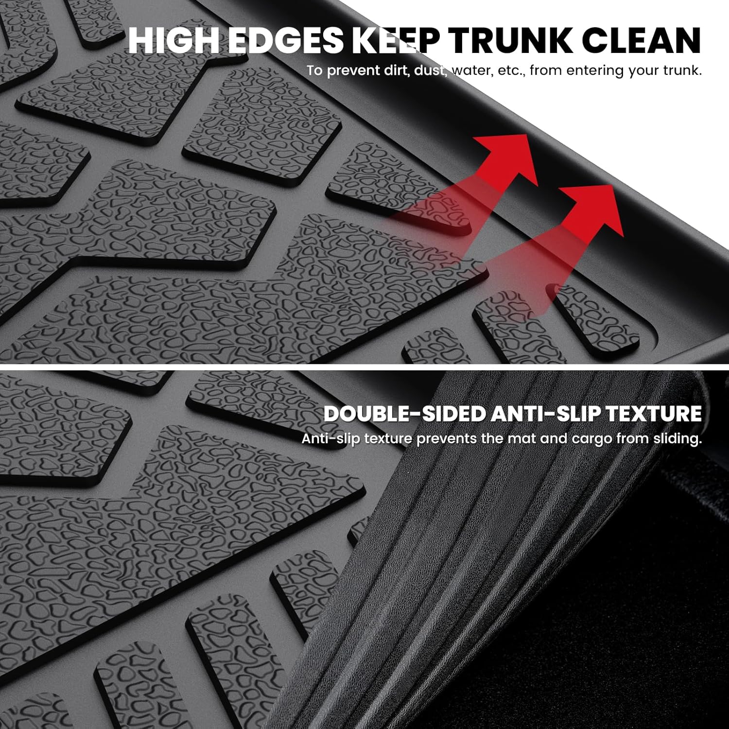 LASFIT Trunk Mat for Jeep Wrangler 2011-2018 JK Unlimited 4-Door (NOT for JL or 2-Door) All Weather TPE Custom Fit Cargo Mat Trunk Liner Cargo Liner, Black