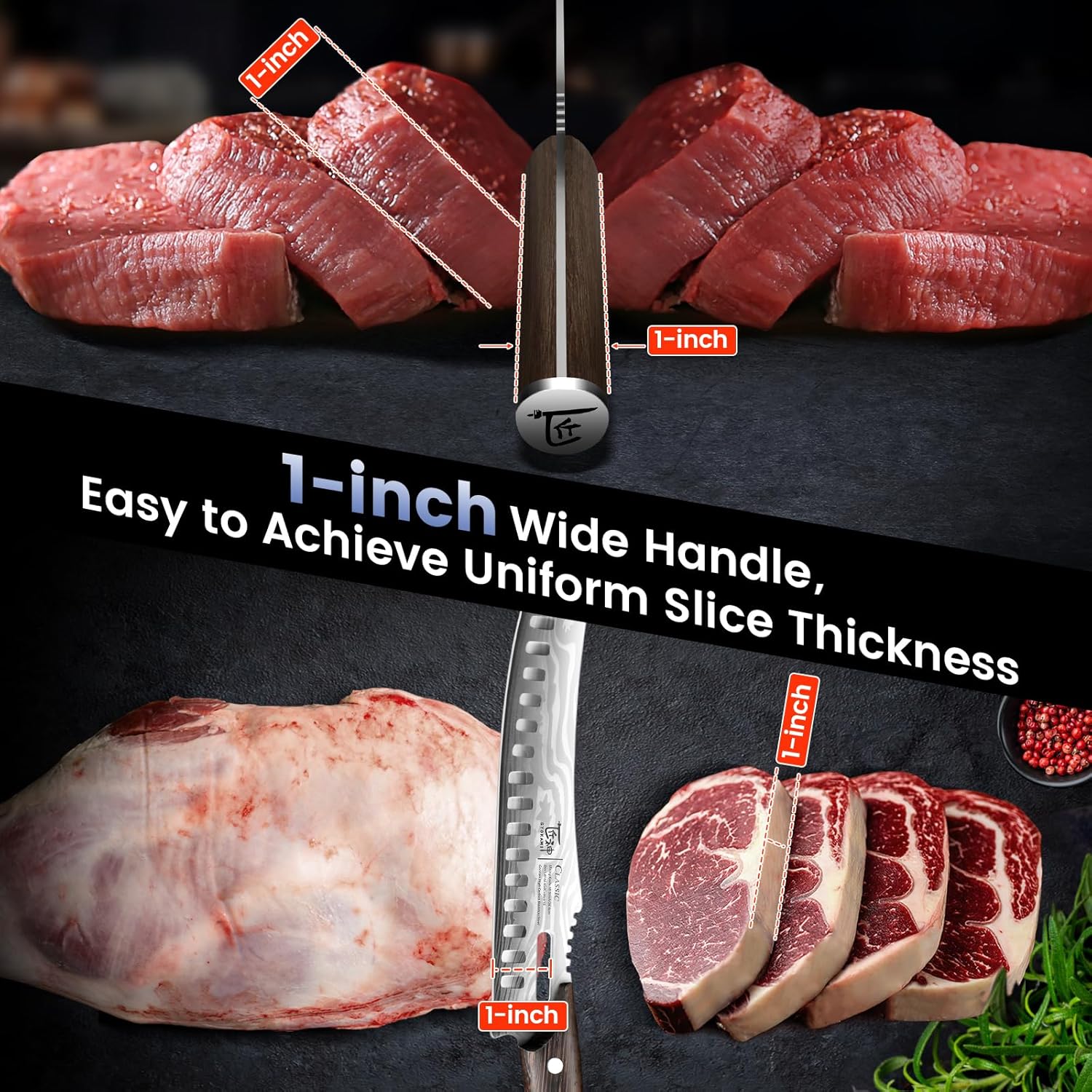 Butcher Knife Set, 3 PCS Kitchen Knife for Meat Cutting, Cleaver, Breaking & Boning Knife, Japanese Style High Carbon Steel Kitchen Knife for Chopping, Slicing, Deboning, House Warming Gifts