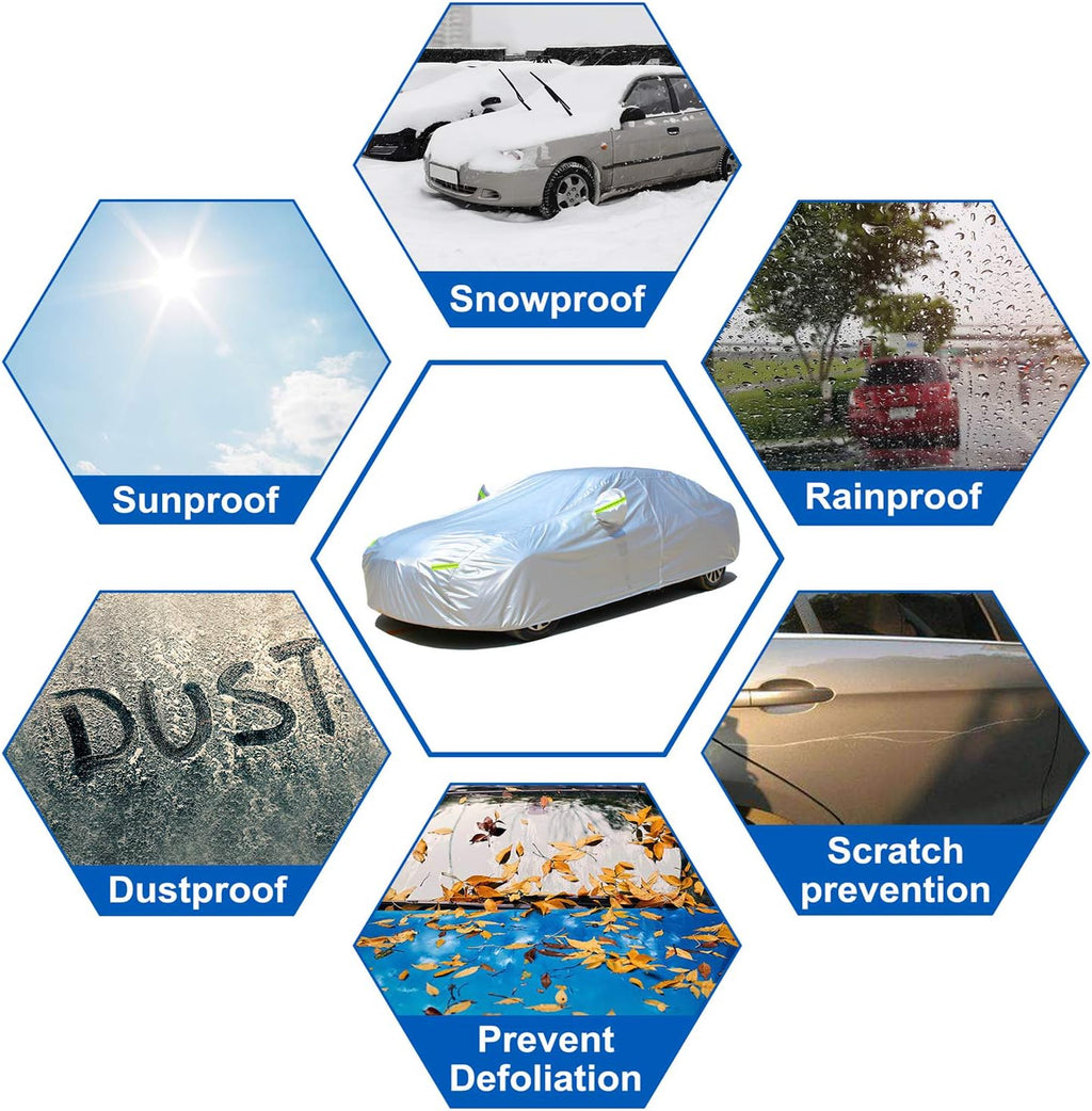 KouKou Oxford SUV Car Cover Custom Fit Nissan Pathfinder from 2004 to 2025, Waterproof All Weather with Zipper Door, Sun Rain Dust Snow Protection. (Ships from US Warehouse, Arrive Within 3-7 Days)