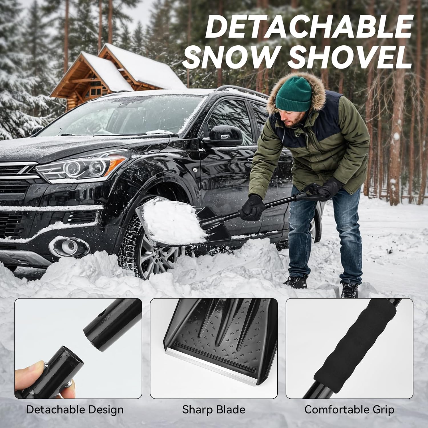 Car Emergency Kit with Portable Air Compressor, Winter Car Safety Roadside Assist Kit, Emergency Car Kit for Cars, Trucks