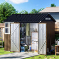 8X6FT Outdoor Steel Storage Shed with Lockable Doors, Frame Floor (No Wood/Other Boards),One Window,Ideal for Garden, Backyard, Patio Storage,Brown