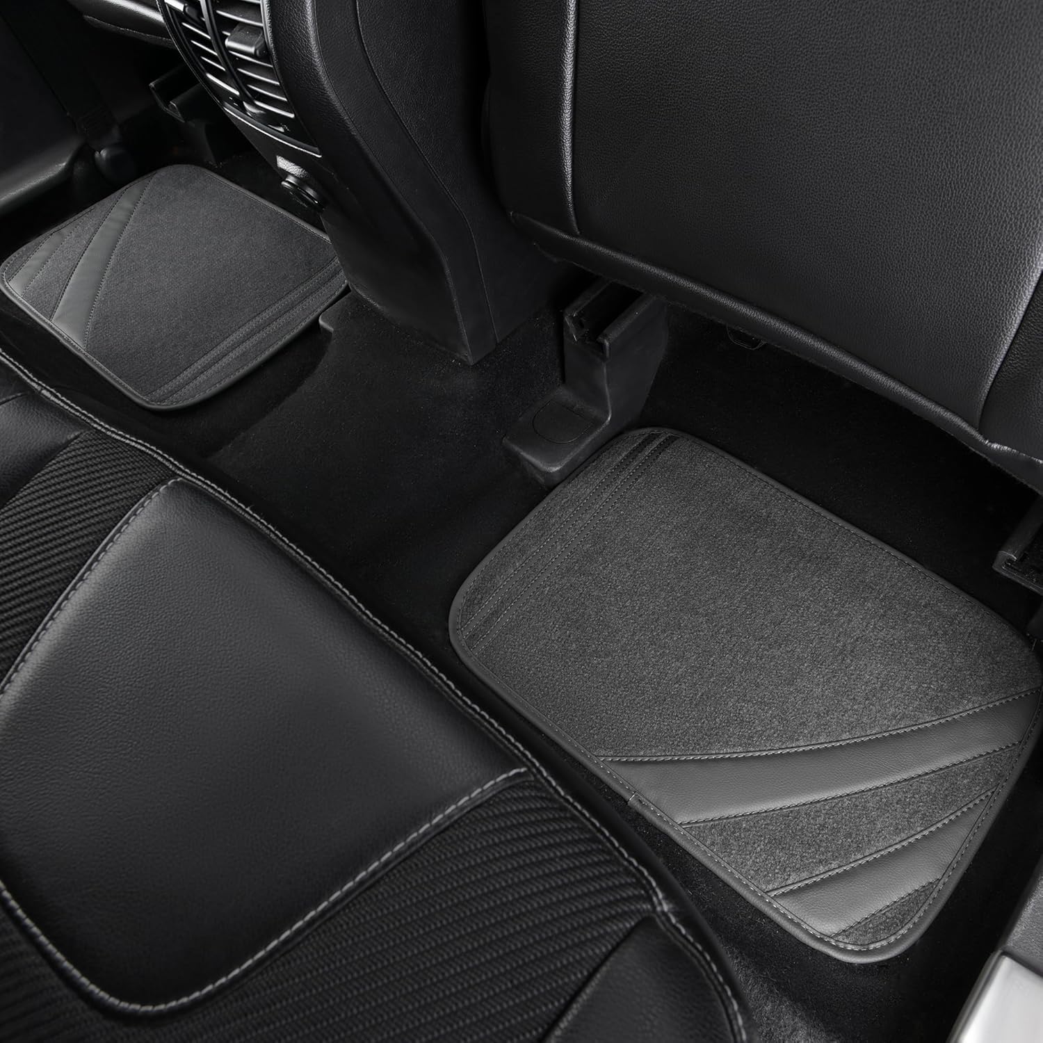 CAR PASS Car Floor Mats, Edge Leather Waterproof Car Mats with Double Stitch Line and Anti-Slip Backing Design, Fit 95% Automotive,SUVS,Sedan,Vans (Pure Gray)