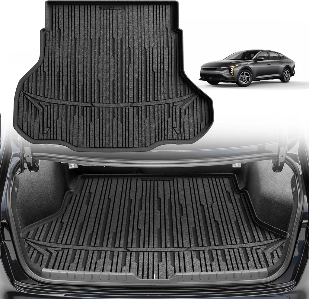 TripleAliners All Weather Trunk Mat Compatible with 2024-2025 KIA K4 Sedan Accessories Cargo Mat Custom Fit TPE Full Coverage Protection Odorless Waterproof Cargo Liner