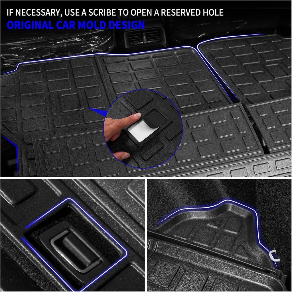 Rongtaod Cargo Mat Compatible with 2023 2024 2025 2026 Honda CRV Trunk Mat Cargo Liner TPE All Weather Back Seat Cover Protector CR-V Accessories (Fit Lower Deck,Backrest Mats+Trunk Mat)