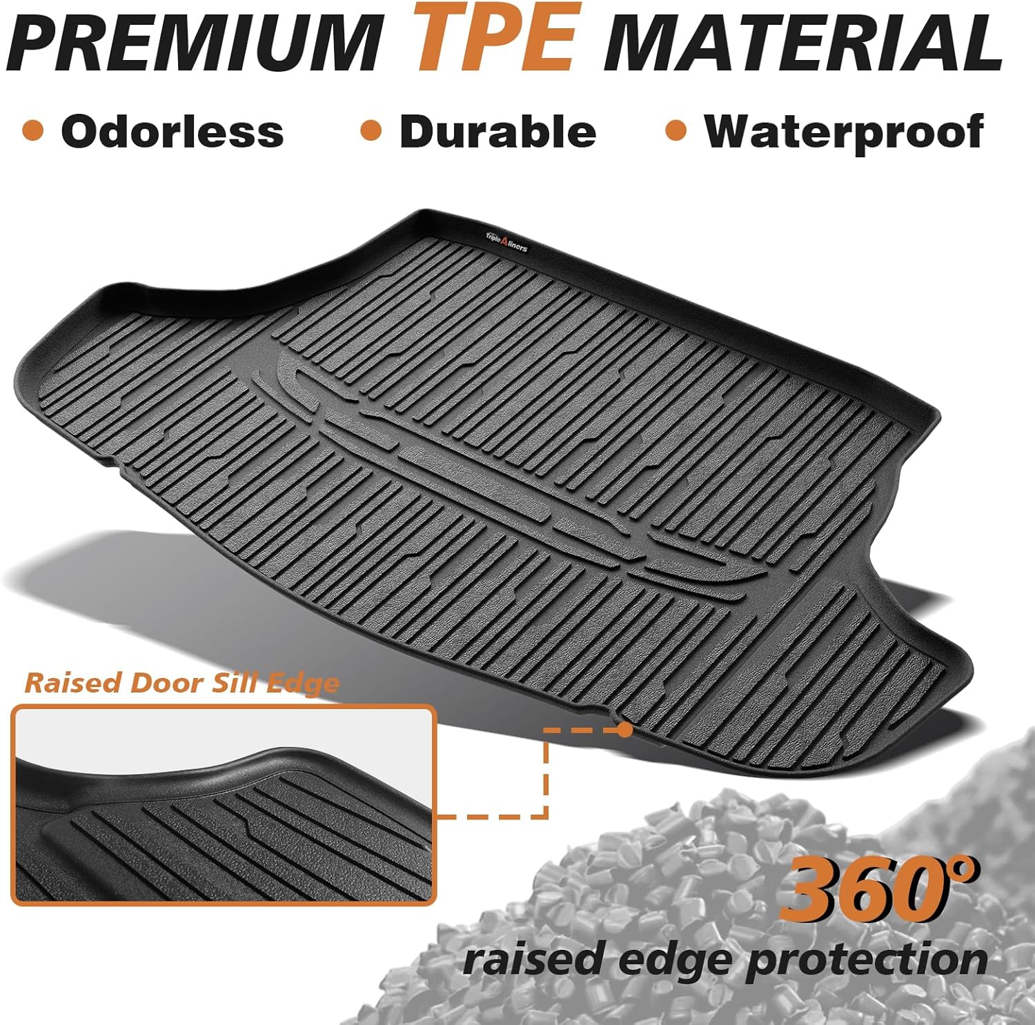 TripleAliner Trunk Floor Mat All Weather Liners Compatible with 2025 Toyota Camry (Include Hybrid) Accessories TPE Carpets Trunk Liner TPE Custom Fit Protection Car Mats
