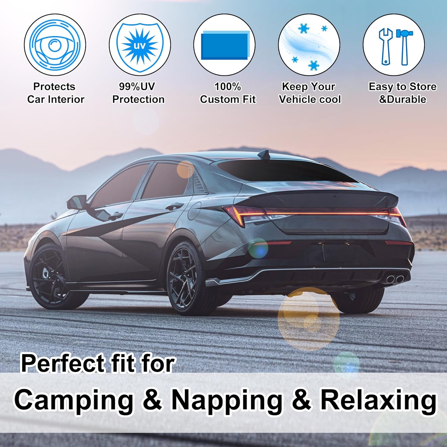 TINGLU Window Shades for Hyundai Elantra 2021-2024 2025 Accessories Car Side Full Windows Rear Triangular Windshield Sun Shade Sun UV Rays Privacy Protection 6PCS