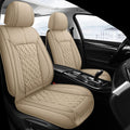 Pariitadin Leather Car Seat Covers Front Pair, Waterproof Breathable Faux Leather Automotive Seat Covers for Cars, Non-Slip Car Interior Covers Universal Fit Most Cars Sedans Trucks SUVs, Beige