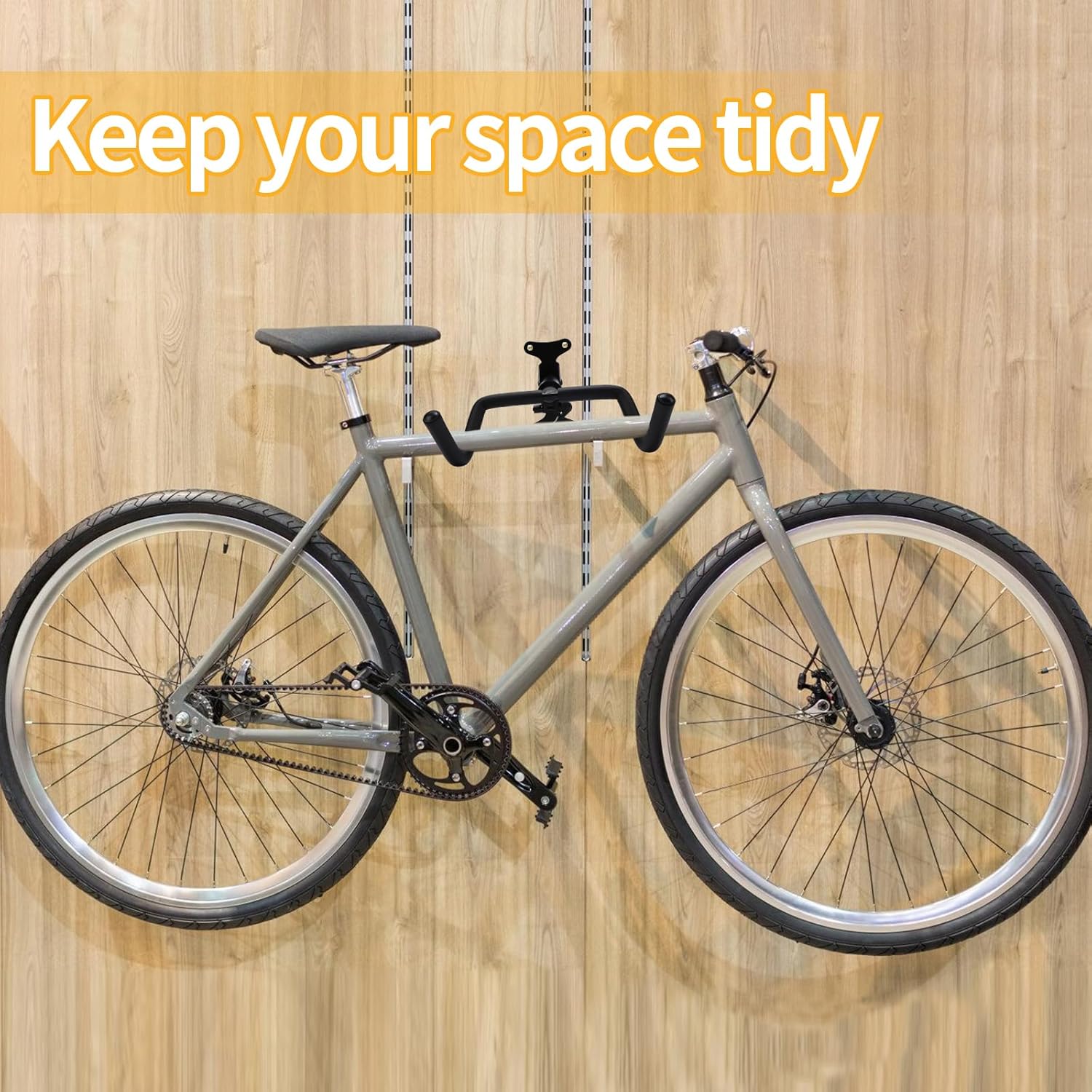 Bike Wall Parking Stand - Adjustable Horizontal Bicycle Storage Rack for Garage and Home - Metal Hook Holder for Road, Mountain, and Hybrid Bikes