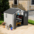 COOS BAY Resin Outdoor Storage Shed with Lockable Double Doors, Heavy-Duty Floor, All-Weather Garden Shed for Tools & Equipment, 8x6 ft, White/Gray