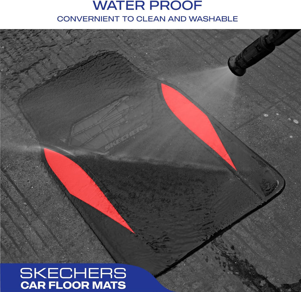Skechers Car Floor Mats,Waterproof Universal Fit Car Mats,Faux Leather Car Floor Mats,Carbon Floor Mats for Cars with Anti-Slip Skechers Heel Pad Fit for SUV,Vans,Sedans,Trucks,Red