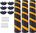 3 PCS 6FT Speed Bumps Wite End for Road, Heavy-Duty 25,000 Lbs Capacity Traffic Rubber Speed Humps with 2 Channel Floor Cord Cover for Asphalt Concrete Gravel Driveway Road (3)