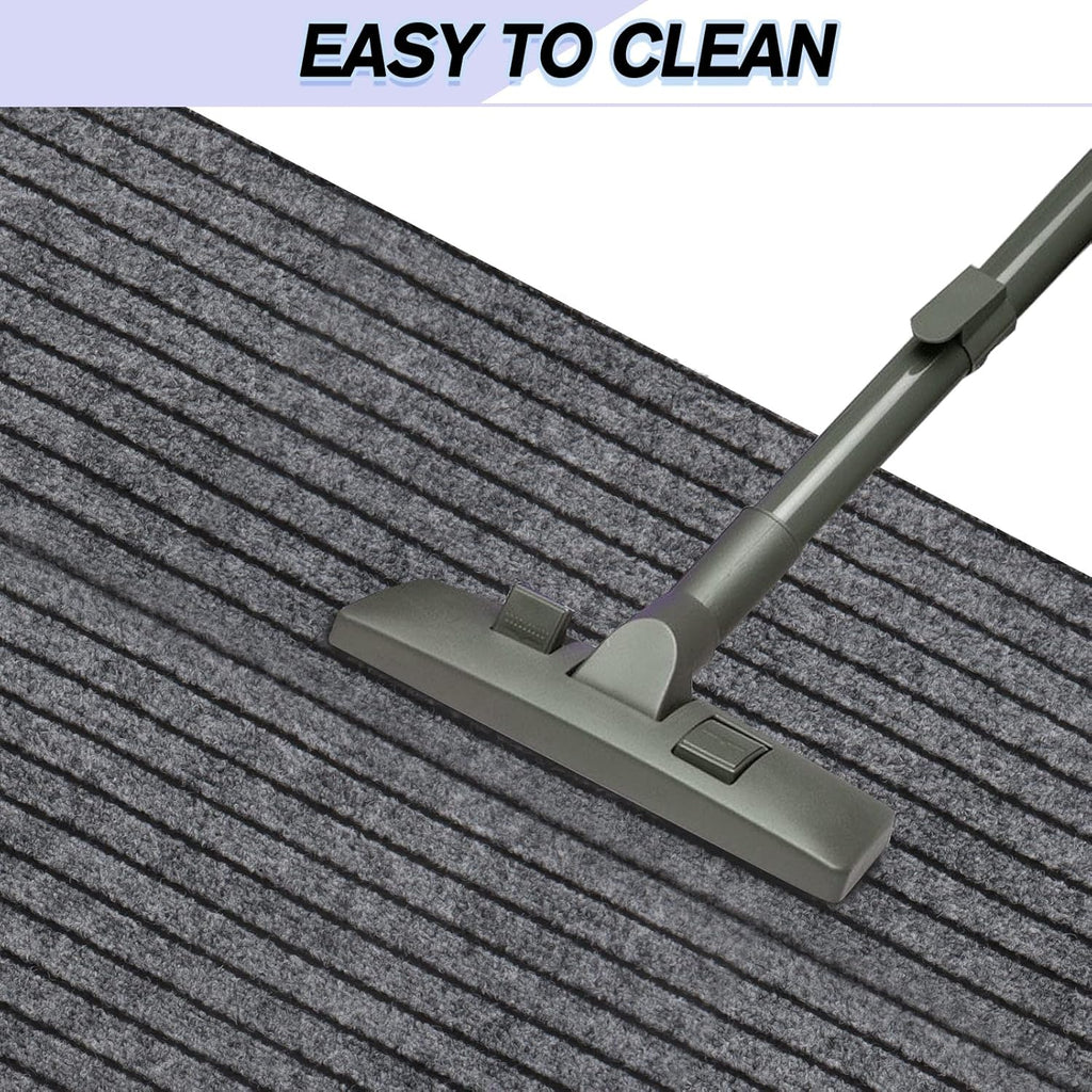 Custom Size Backed Non-Slip Area Rugs Runner, Easy Clean, Waterproof Runner Rugs for Hallway Entryway, Kitchen, Laundry, 3FT x 16FT, Gray Stripe
