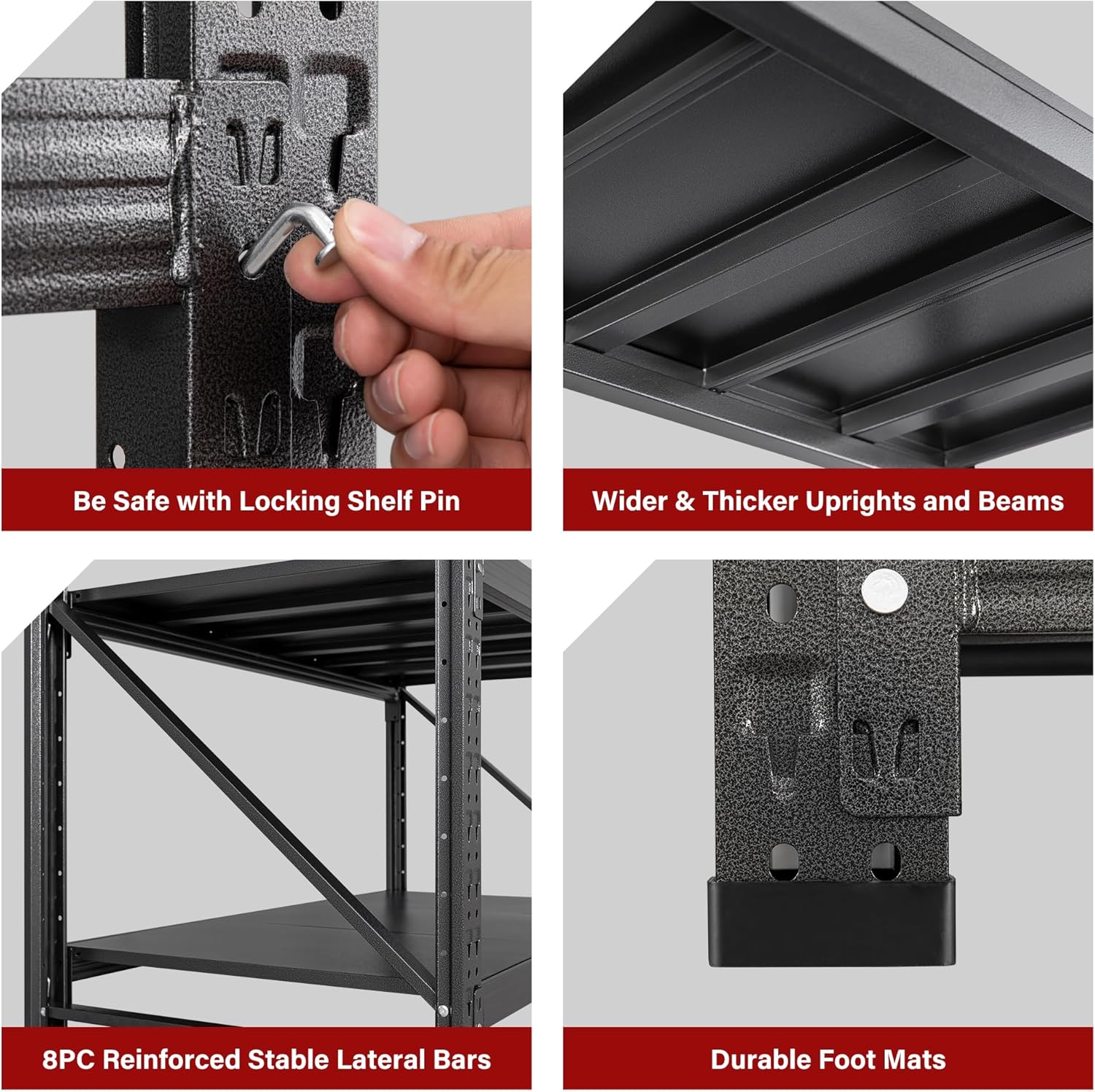 5000LBS Heavy Duty Garage Shelving Units,60" Wide & Deep Storage Shelves,Metal Garage Shelves,Large Storage Rack,Steel Shelf,Industrial Shelving for Shop,Warehouse,Basement,60" W x 24" D x 70" H