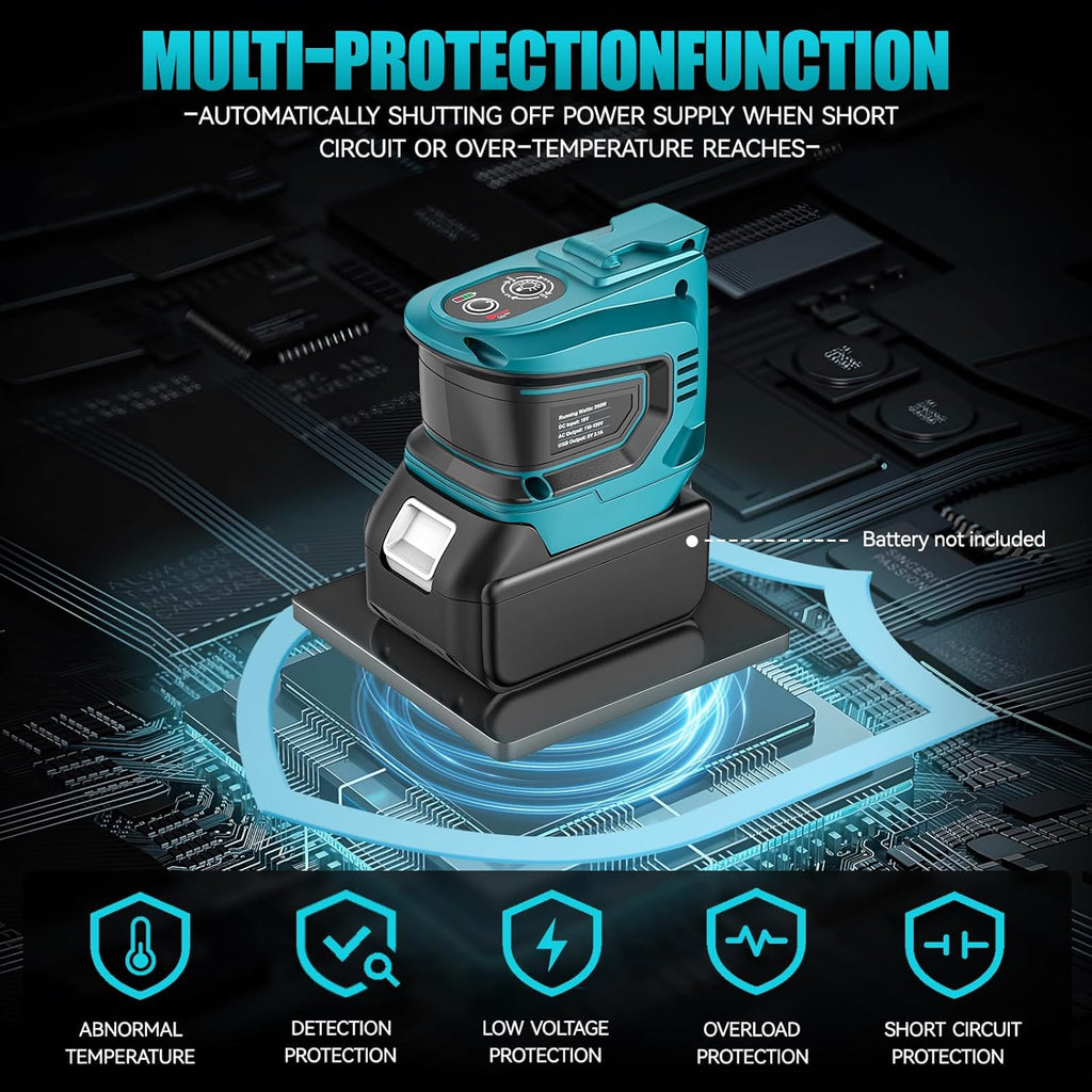 Power Inverter for Makita 18V Battery: Ecarke Portable Power Supply Inverter Convert - 200W DC 18V to AC 110V~120V Battery Powered Outlet with 2 USB&AC Power Station(Bare Tool Only)