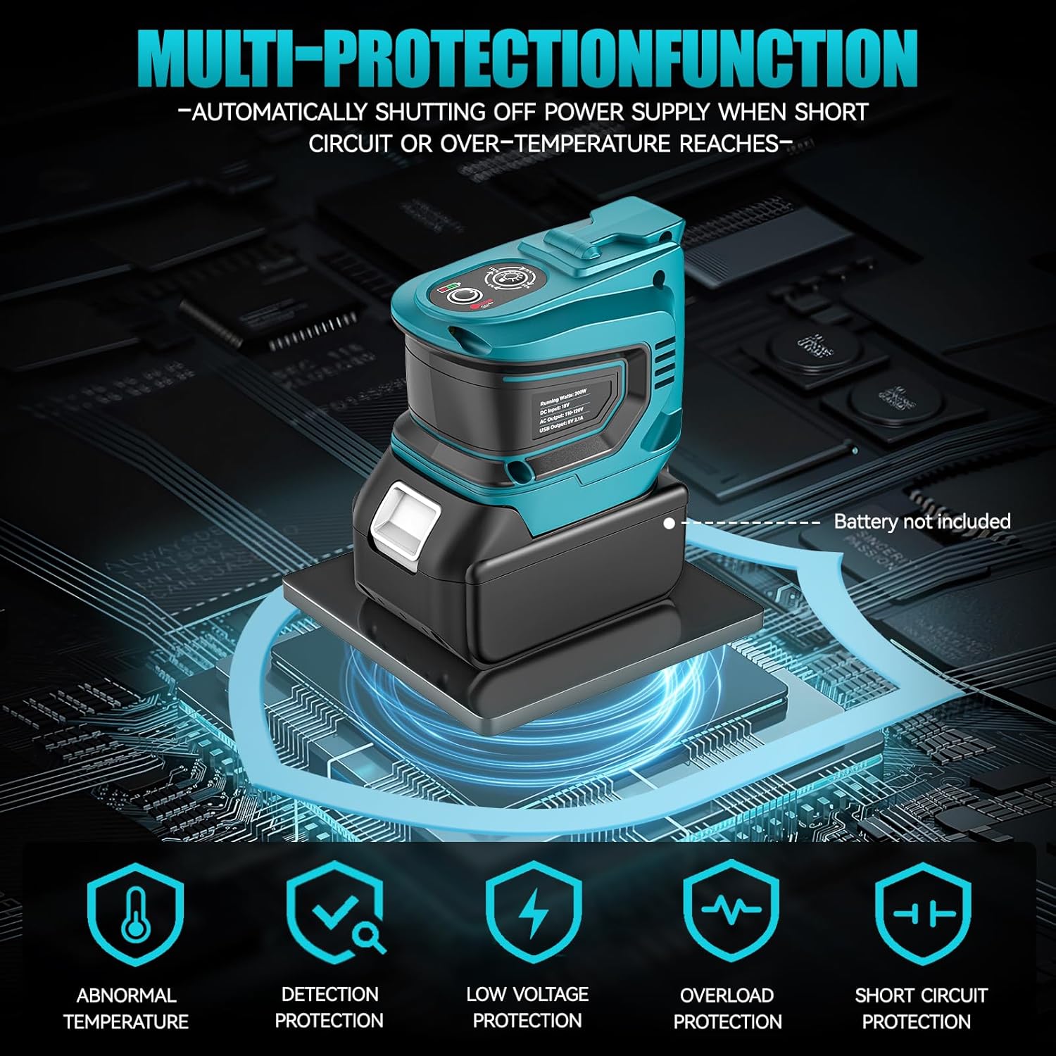 Power Inverter for Makita 18V Battery: Ecarke Portable Power Supply Inverter Convert - 200W DC 18V to AC 110V~120V Battery Powered Outlet with 2 USB&AC Power Station(Bare Tool Only)