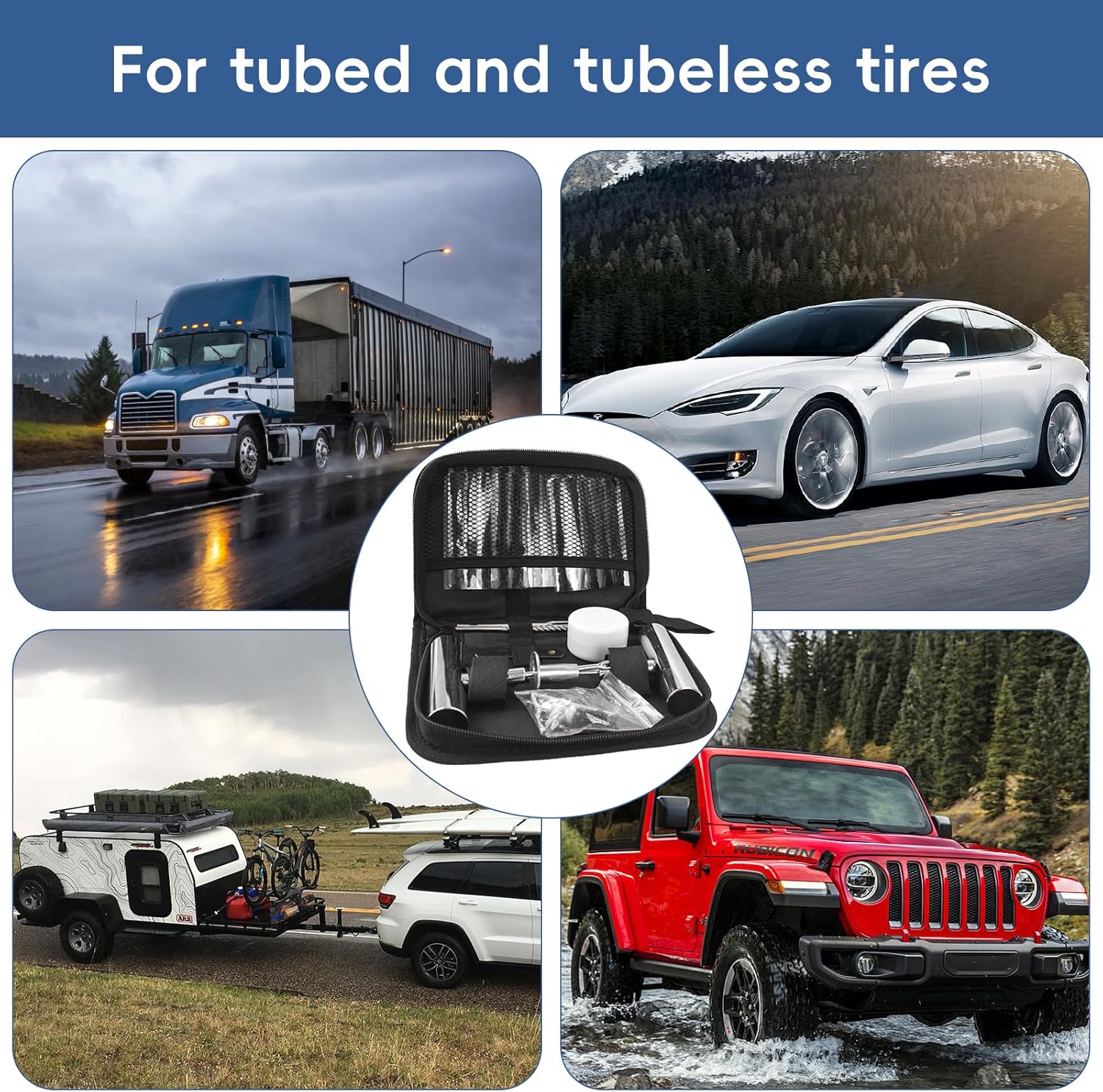 PINKJOY Tire Plug Kit with Plugs 36 Pcs for Car, Motorcycle, ATV, Jeep, Truck, Tractor Flat Tire Puncture Repair Tools