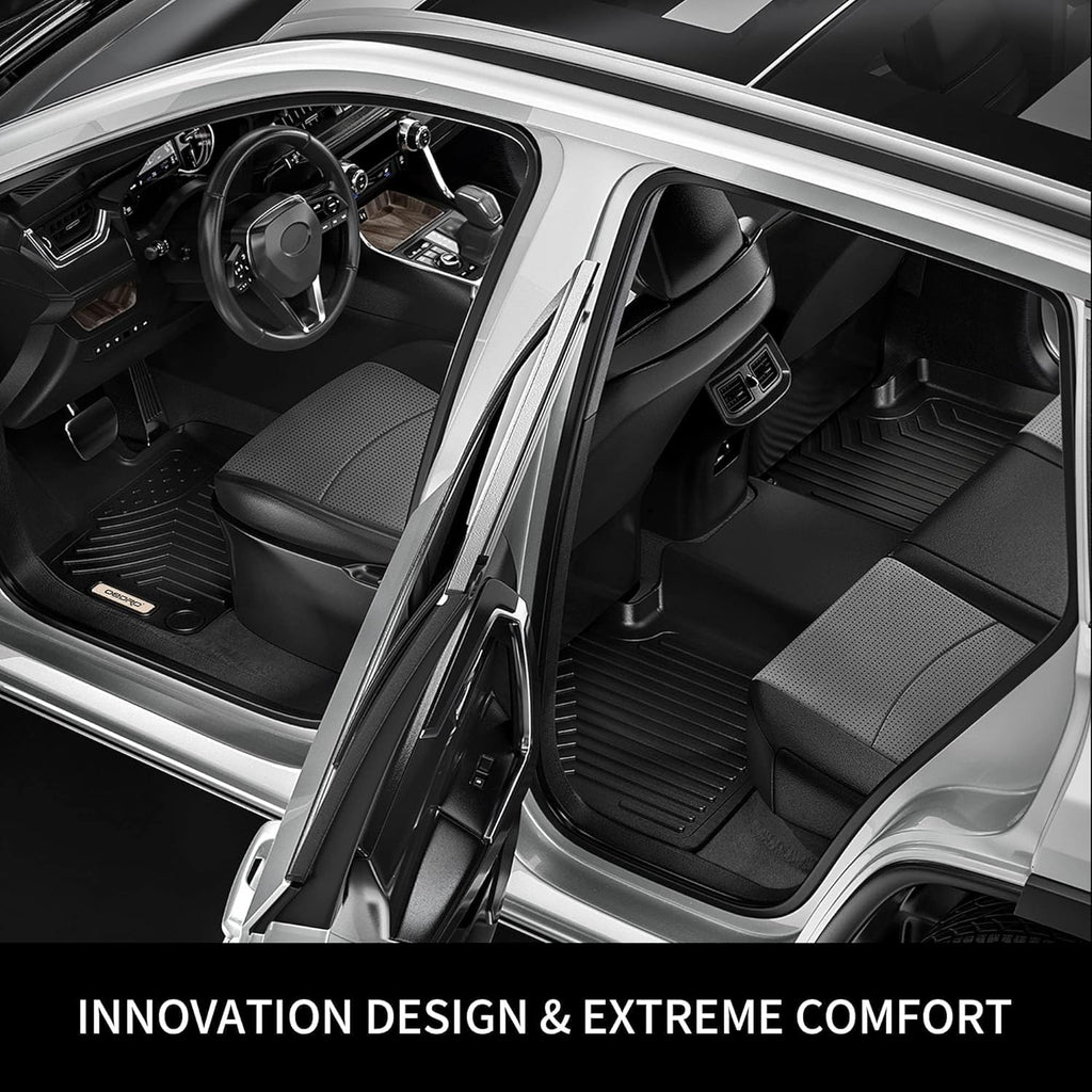 OEDRO Floor Mats Set Fit for 2018-2025 Jeep Wrangler JL Unlimited 4-Door(Not Fit for JK and 4XE), Includes 1st, 2nd Row & Rear Cargo Liners, Custom Fit TPE All Weather Car Floor Liner Set, Black