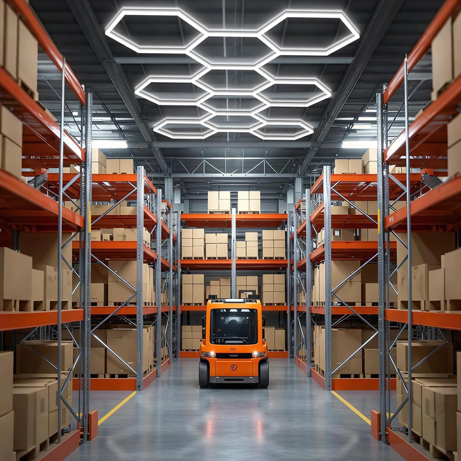 BRILLIHOOD Hexagon Garage Lights, LED Honeycomb Lights Ceiling, 192W, 23040LM, 6500K Super Bright, 5 Grid Systems Car Detailing Light for Garage Warehouse Workshop Basement Gym