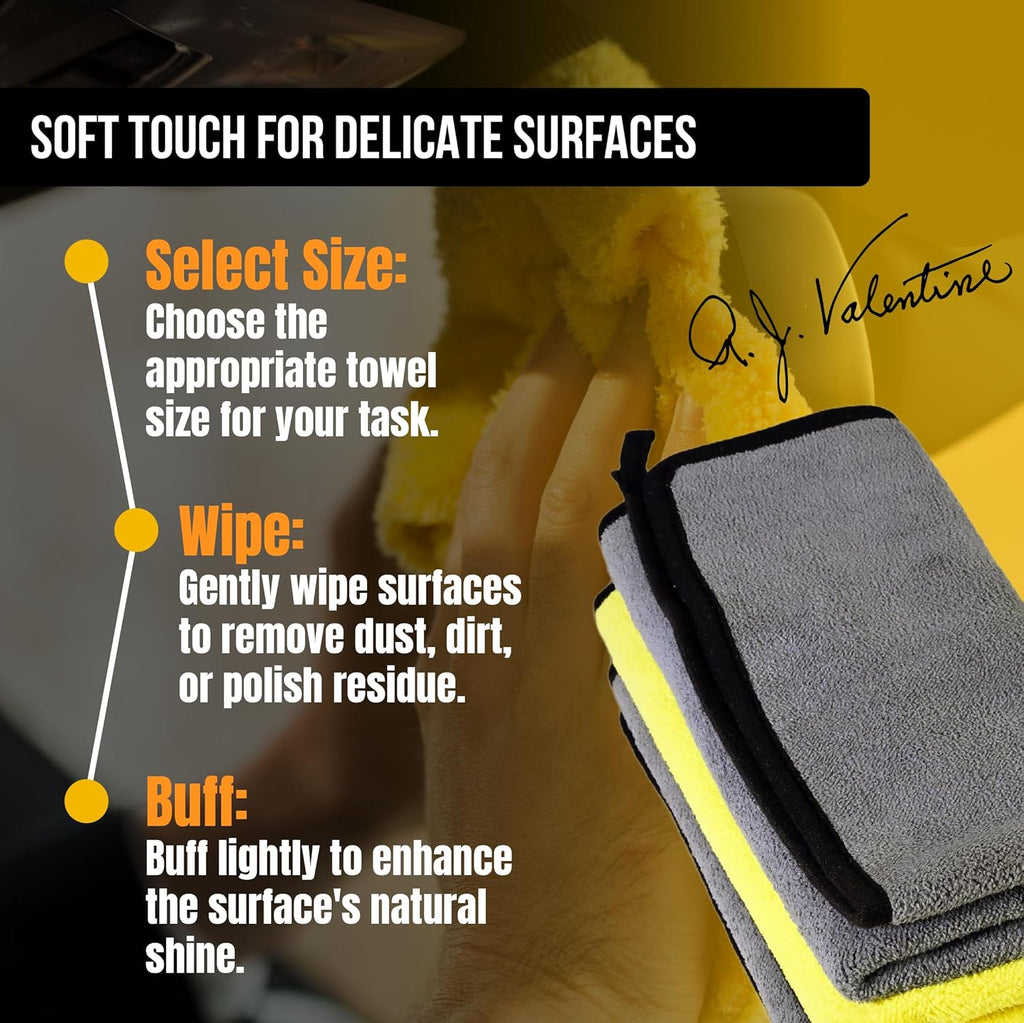 VPD Microfiber Coral Fleece Towels - Dark Yellow, Ultimate Car Drying Towels, Extra Large, Super Absorbent, Lint and Scratch Free, Perfect for Car Wax Polishing (6, 15.75" by 23.5")