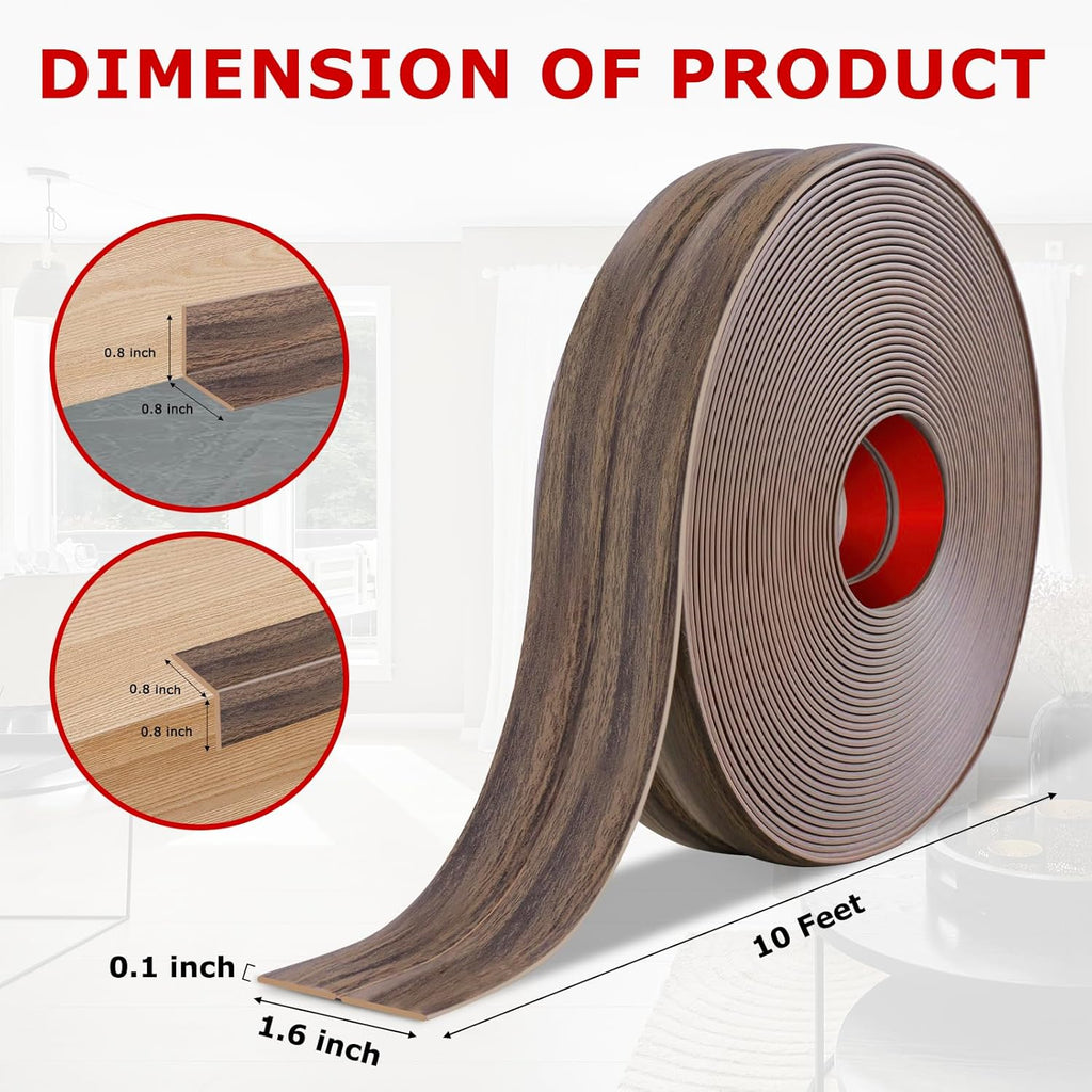 Flexible Wall Corner Protector Moulding Trim Peel and Stick Wall Corner Guards Edge Protector Self Adhesive Molding Trim Strip for Edge Ceiling (Smoked Brown Wood Grain, 1.6 in x 10 Ft)