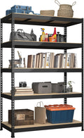 6 Packs 48" W x 24" D x 72" H Adjustable Garage Storage Shelves - 5-Shelf Heavy Duty Shelving Unit, Metal Utility Storage Organizer Racks for Warehouse Pantry Closet Kitchen, Black