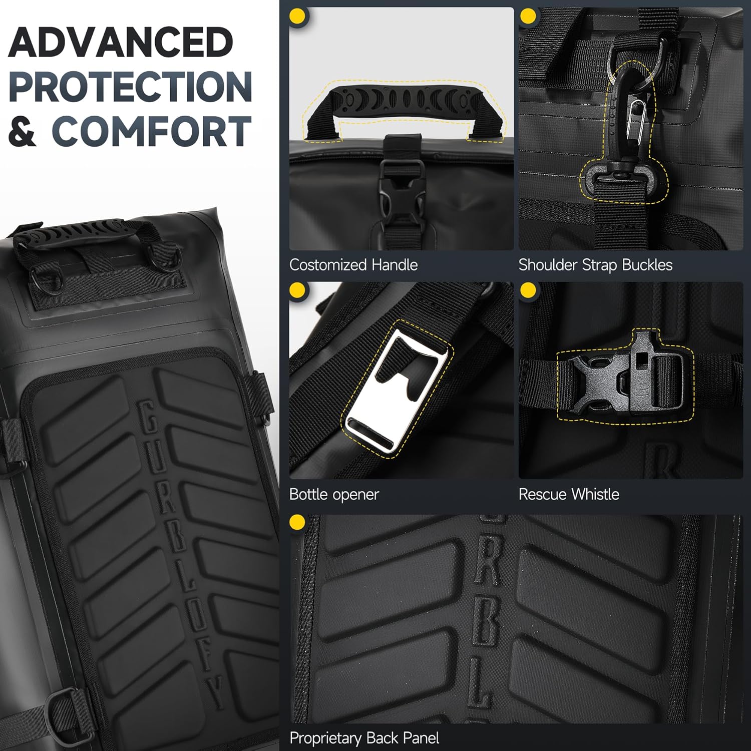 Motorcycle Tail Bag, 30L Waterproof Saddle Bag, 2 Size and 3 Color Options Motorcycle Travel Bag, PVC Luggage Bag, Rear Seat Bag, Classic Black GT-30BL
