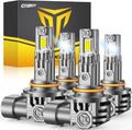 FAHREN Upgraded 9005/HB3 9006/HB4 LED Bulbs Combo, 100000LM 1000% Ultra-Bright, 70000HRS+ Lifespan, 1:1 Mini Halogen Size, Quick Install No Adapter Needed, Pack of 4