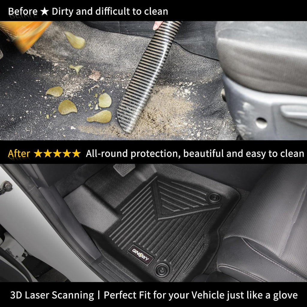 GINOWY- Floor Mats for Kia Seltos 2020-2024 2025, TPE All Weather Protection Mats for Kia Seltos 2024, Custom Seltos Floor Liners Non-Slip Waterproof Automotive Accessories, Black