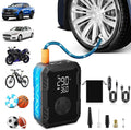 Tire Inflator Portable Air Compressor – Wireless & 12V Dual Power, Auto Shut-Off, Digital Display, Fast Inflation & LED Light, for Car, Bike, Sports & Travel