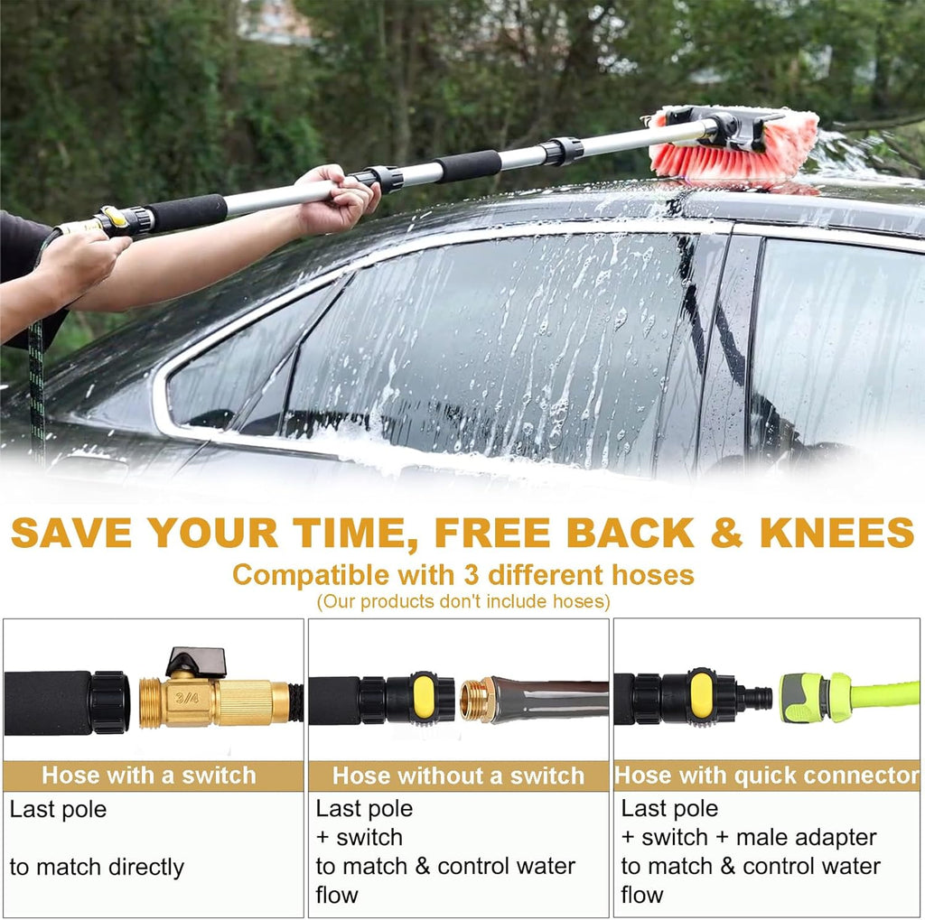 69 Inches Car Wash Brush with Long Handle for Car Truck Boat Washing (Orange)