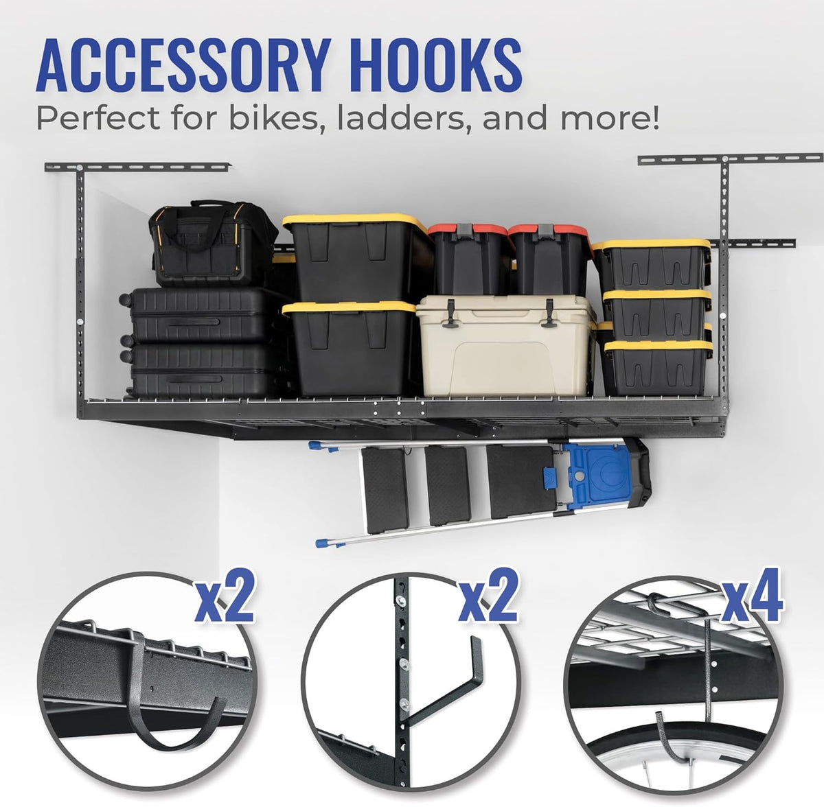 Saf Raksa SafeRacks Overhead Storage Rack - Heavy Duty, 600 lb Capacity, Adjusta ...