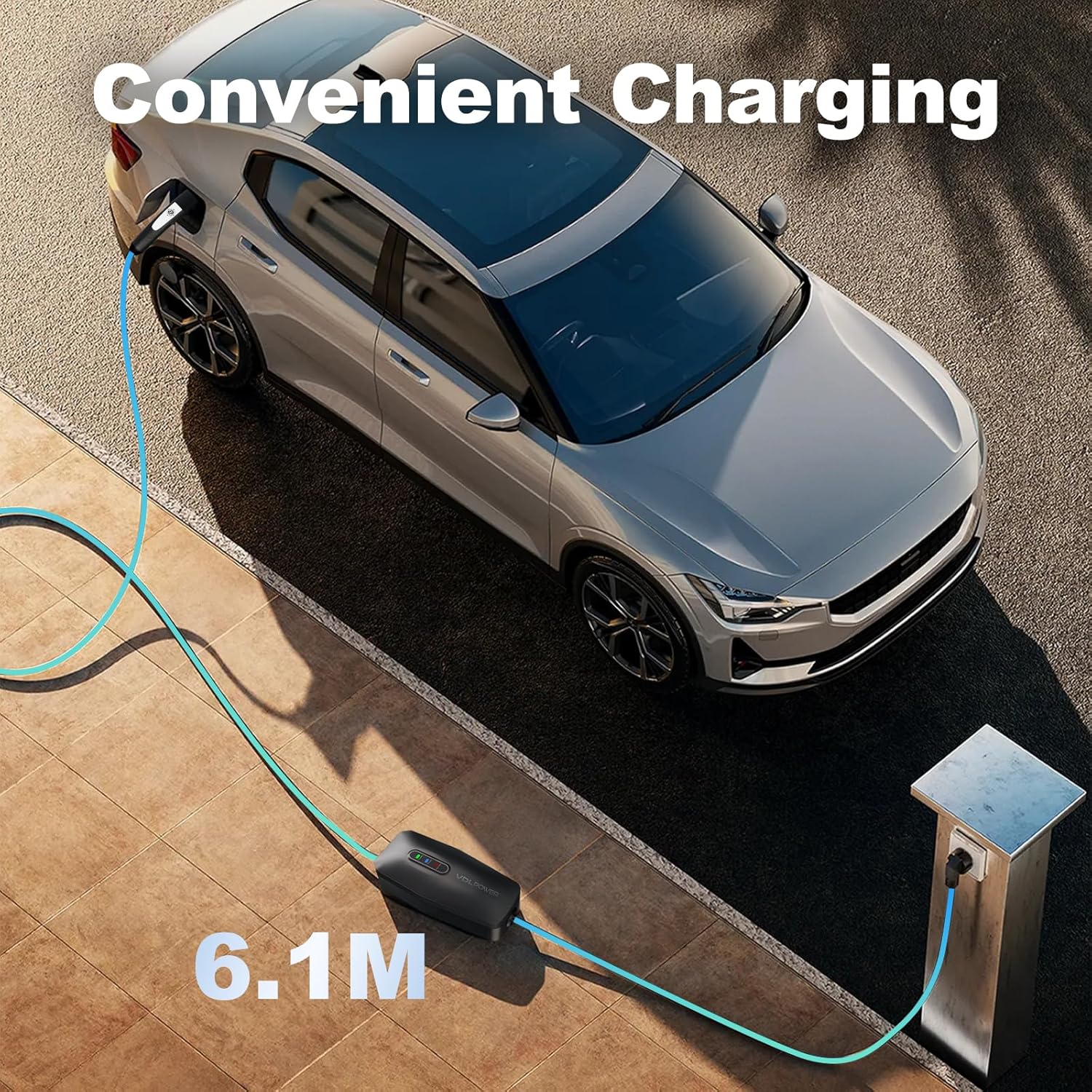 Level 1/2 EV Charger for Tesla 16Amp, Electric Vehicle Portable Charger with 20FT Cable, 3.5KW Home EV Charging Station for J1772 Electric Cars,110V-240V, NEMA 6-20 & NEMA 5-15 Plug