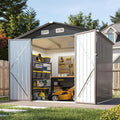 Aoxun 7x5 FT Outdoor Storage Shed Garden Metal Shed with Lockable Door Outdoor Large Shed for Tool, Garbage Can, Bike, Mower, Brown