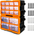 HORUSDY 16-Drawer Storage Cabinet, Wall Mountable Parts Organizer for Hardware, Tools, Screws, Beads, Crafts, Garage, and Office Storage, Customizable Dividable Drawers, Heavy-Duty & Durable